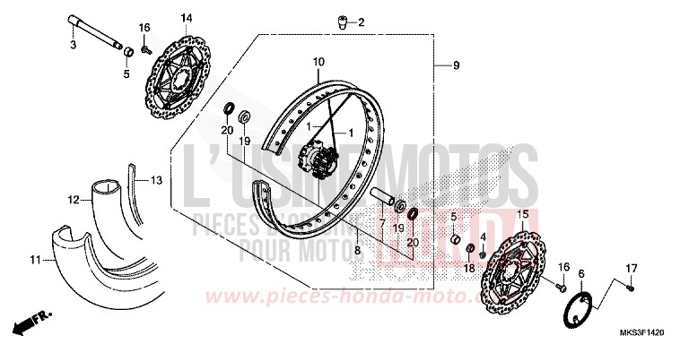 ROUE AVANT (1) de Africa Twin DCT MAT BALLISTIC BLACK METALLIC (NHA86) de 2020